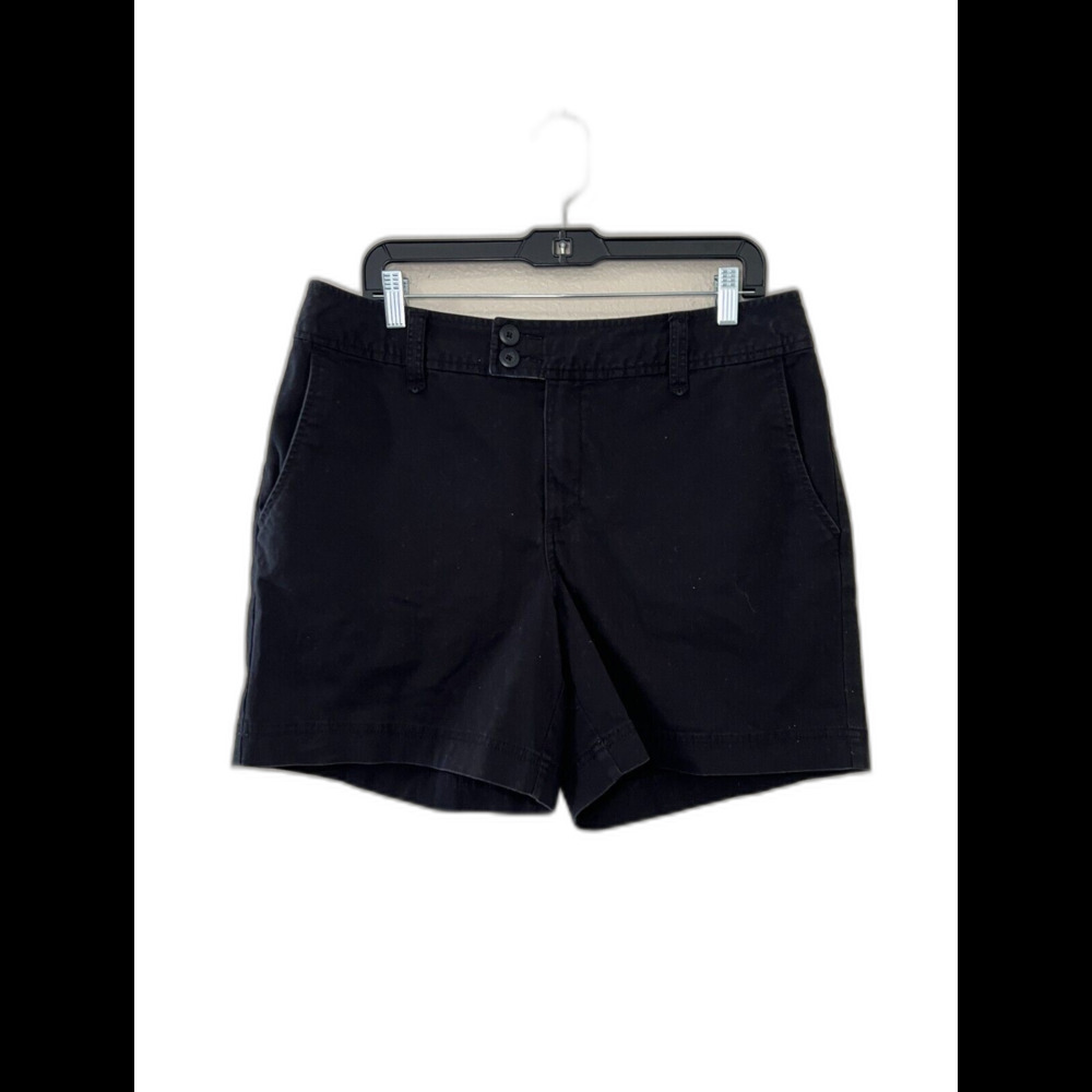 Eddie Bauer Women’s High‑Rise Black Cotton Shorts Size 14